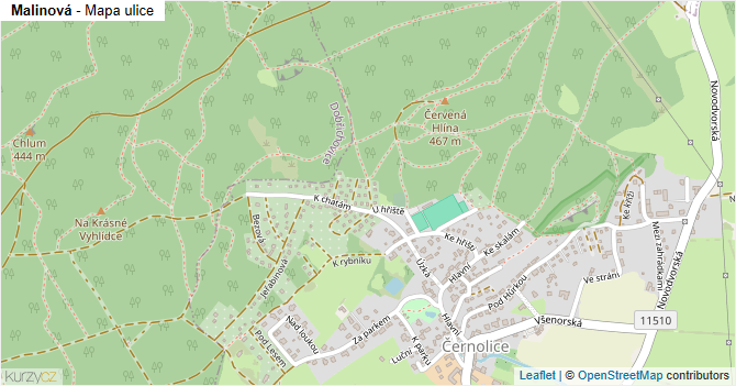 Malinová - mapa ulice