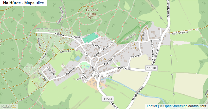 Na Hůrce - mapa ulice