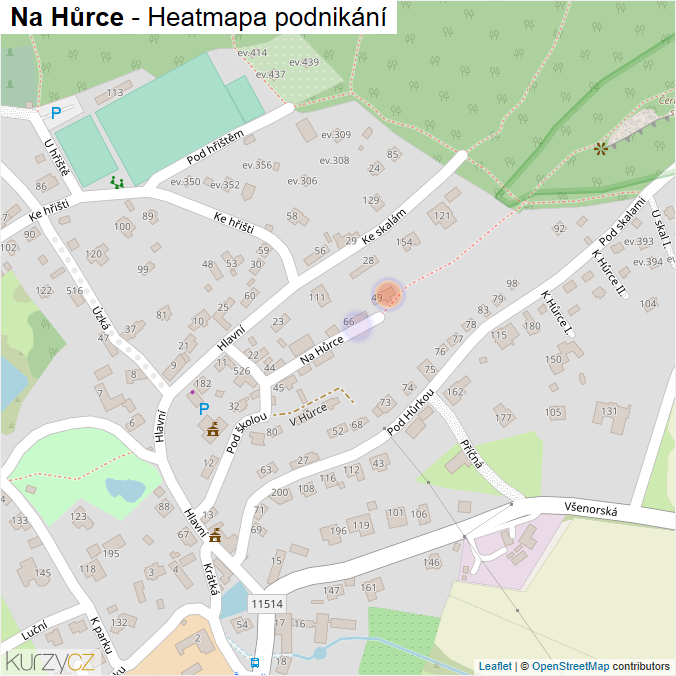 Mapa Na Hůrce - Firmy v ulici.