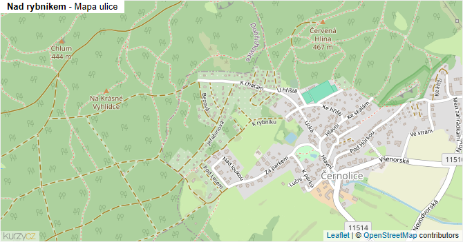 Nad rybníkem - mapa ulice