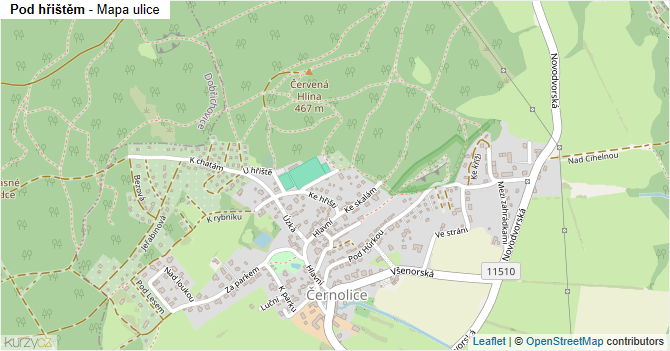 Pod hřištěm - mapa ulice
