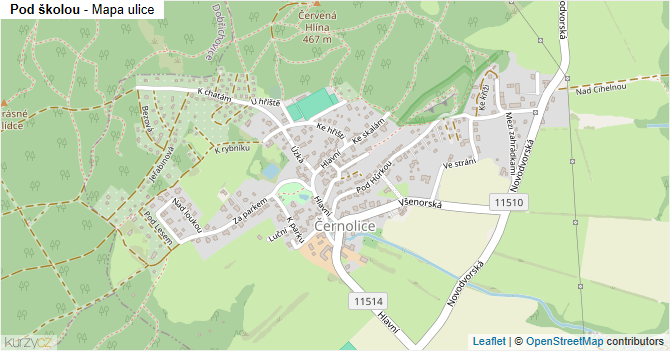 Pod školou - mapa ulice