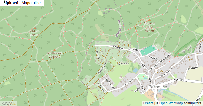 Šípková - mapa ulice