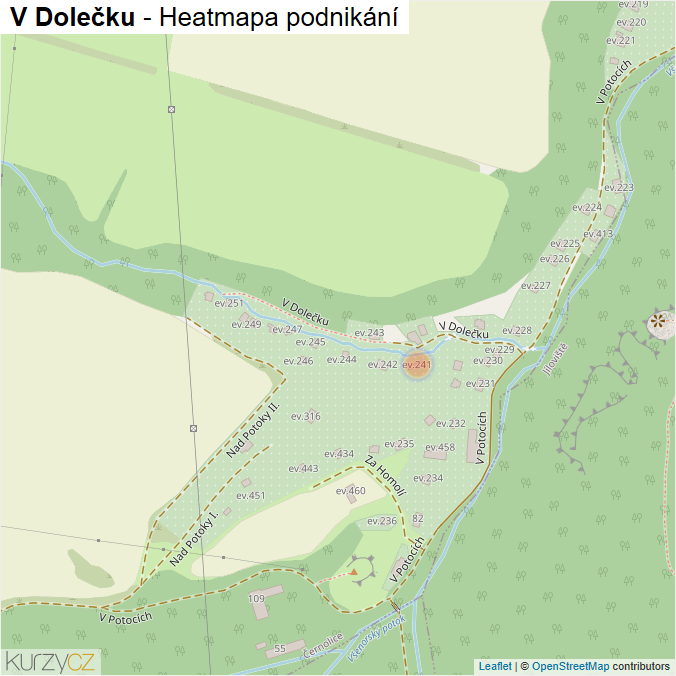 Mapa V Dolečku - Firmy v ulici.