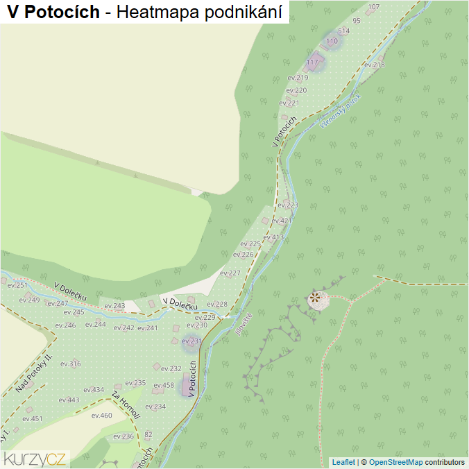 Mapa V Potocích - Firmy v ulici.