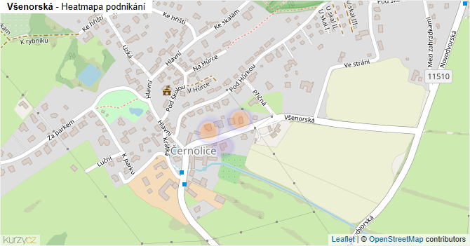 Všenorská - mapa podnikání