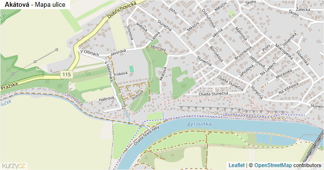 Akátová - mapa ulice