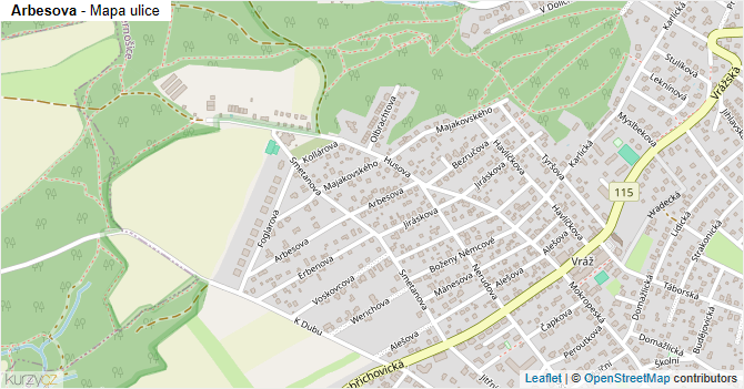 Arbesova - mapa ulice