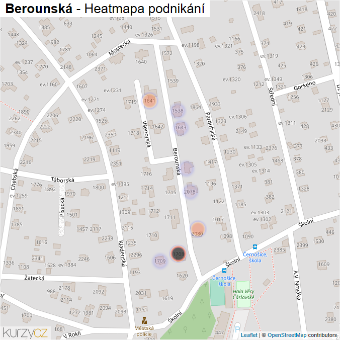 Mapa Berounská - Firmy v ulici.