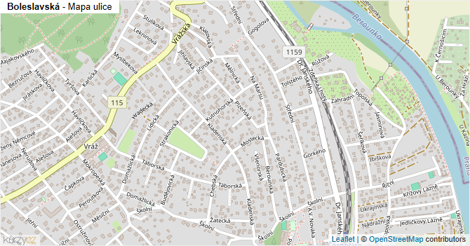 Boleslavská - mapa ulice