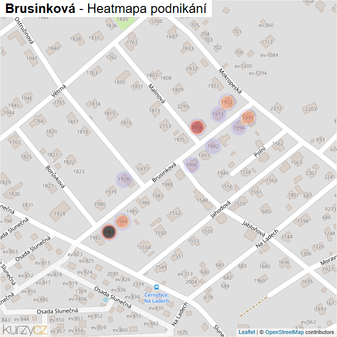 Mapa Brusinková - Firmy v ulici.