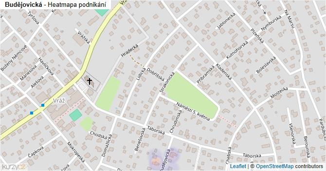 Budějovická - mapa podnikání