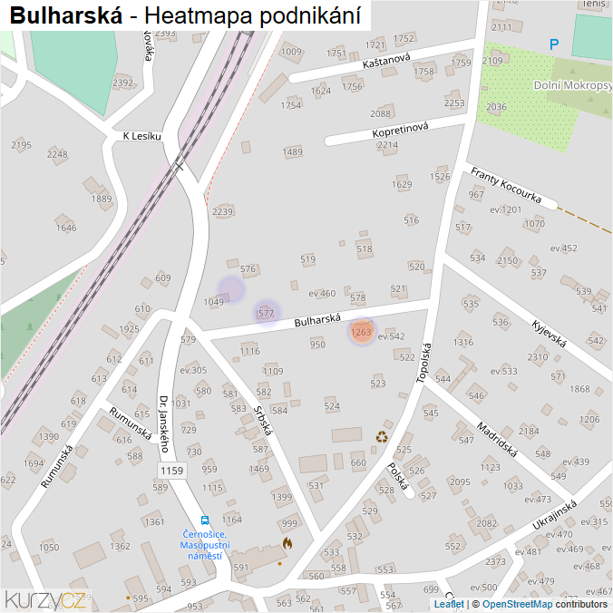 Mapa Bulharská - Firmy v ulici.