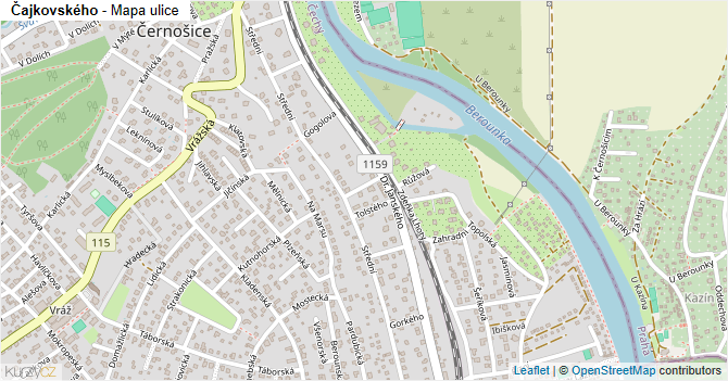 Čajkovského - mapa ulice