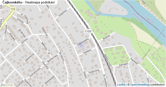 Čajkovského - mapa podnikání