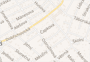 Čapkova v obci Černošice - mapa ulice