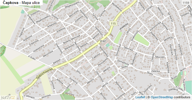 Čapkova - mapa ulice