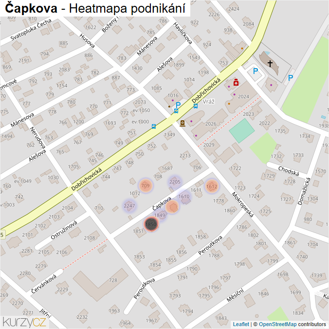 Mapa Čapkova - Firmy v ulici.