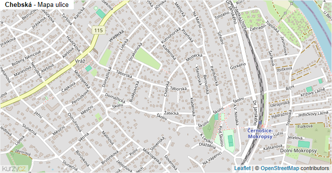 Chebská - mapa ulice