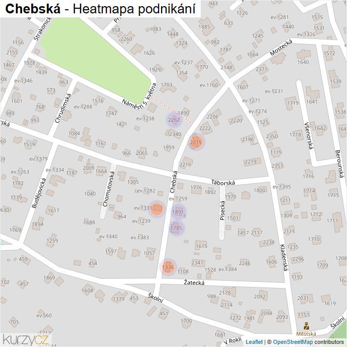 Mapa Chebská - Firmy v ulici.