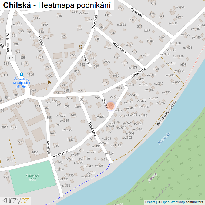 Mapa Chilská - Firmy v ulici.