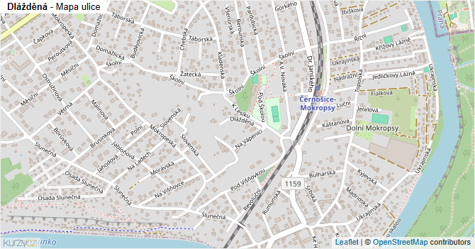 Dlážděná - mapa ulice