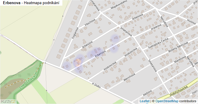 Erbenova - mapa podnikání