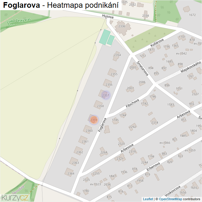 Mapa Foglarova - Firmy v ulici.