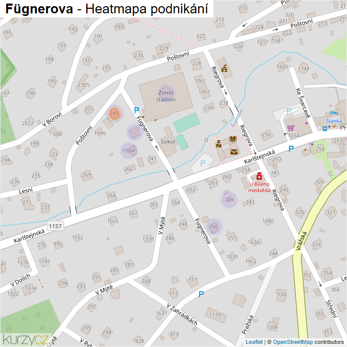 Mapa Fügnerova - Firmy v ulici.