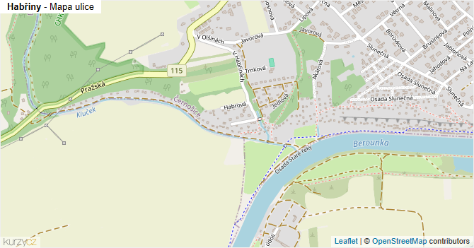 Habřiny - mapa ulice
