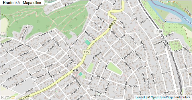 Hradecká - mapa ulice
