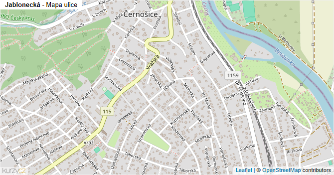 Jablonecká - mapa ulice