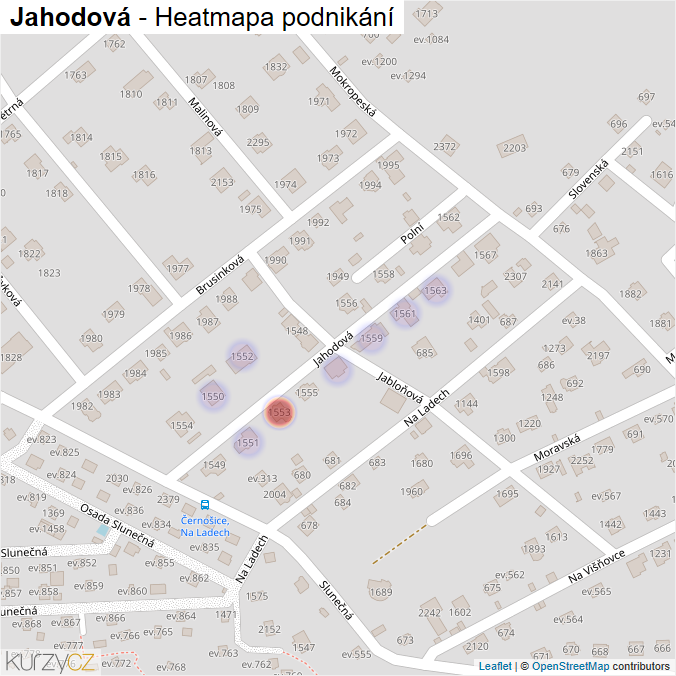 Mapa Jahodová - Firmy v ulici.