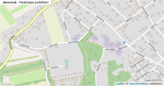Javorová - mapa podnikání