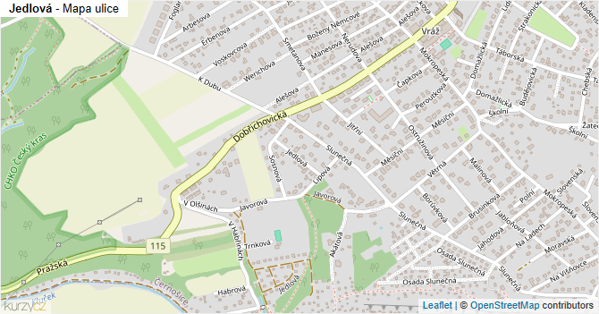 Jedlová - mapa ulice