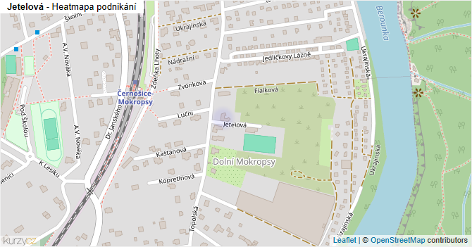 Jetelová - mapa podnikání