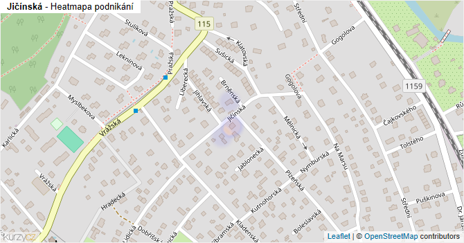 Jičínská - mapa podnikání