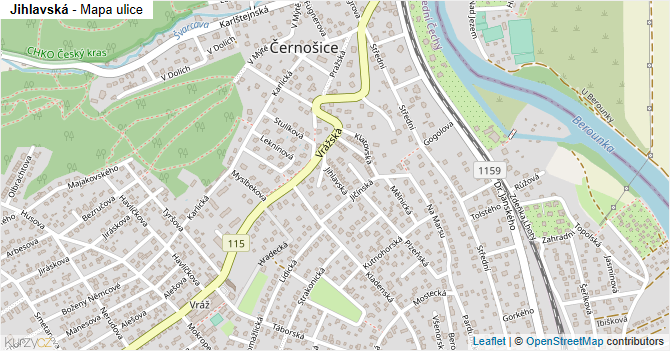 Jihlavská - mapa ulice