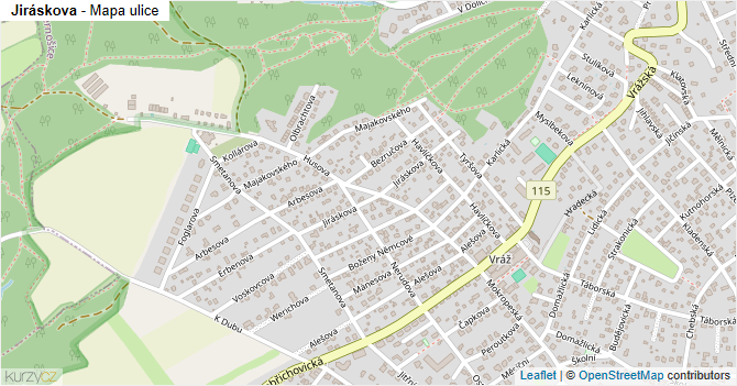 Jiráskova - mapa ulice