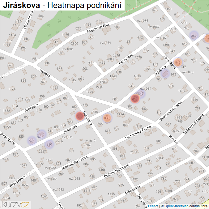 Mapa Jiráskova - Firmy v ulici.