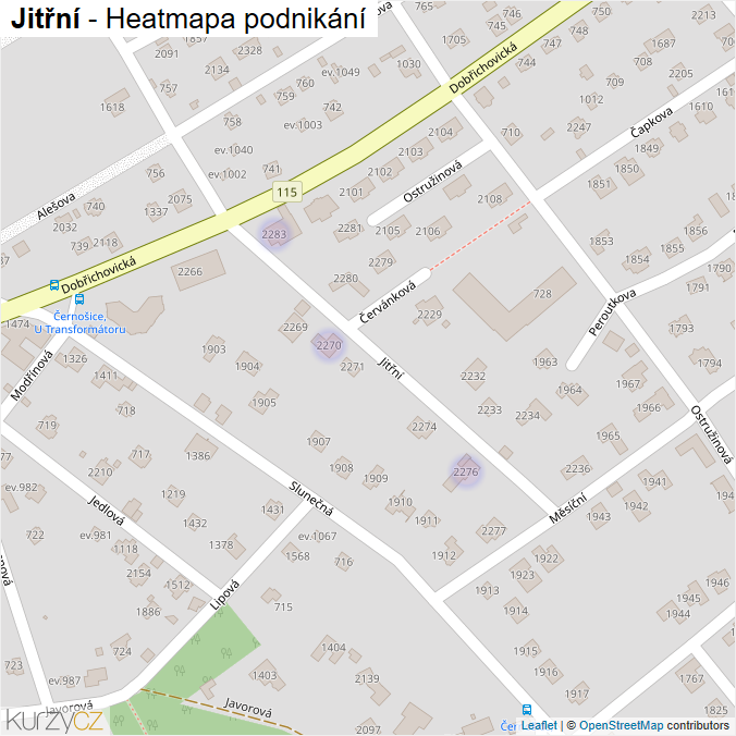 Mapa Jitřní - Firmy v ulici.