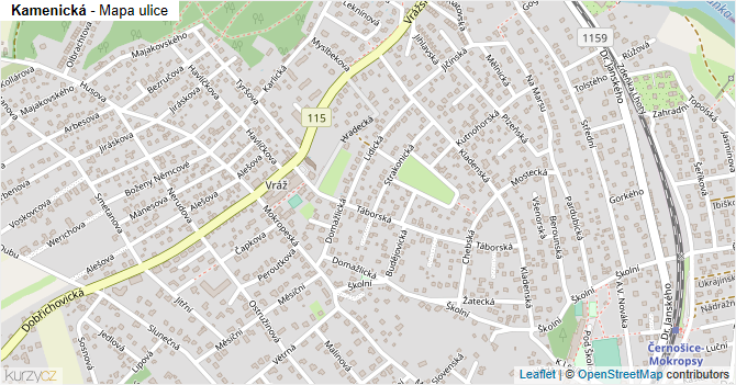 Kamenická - mapa ulice