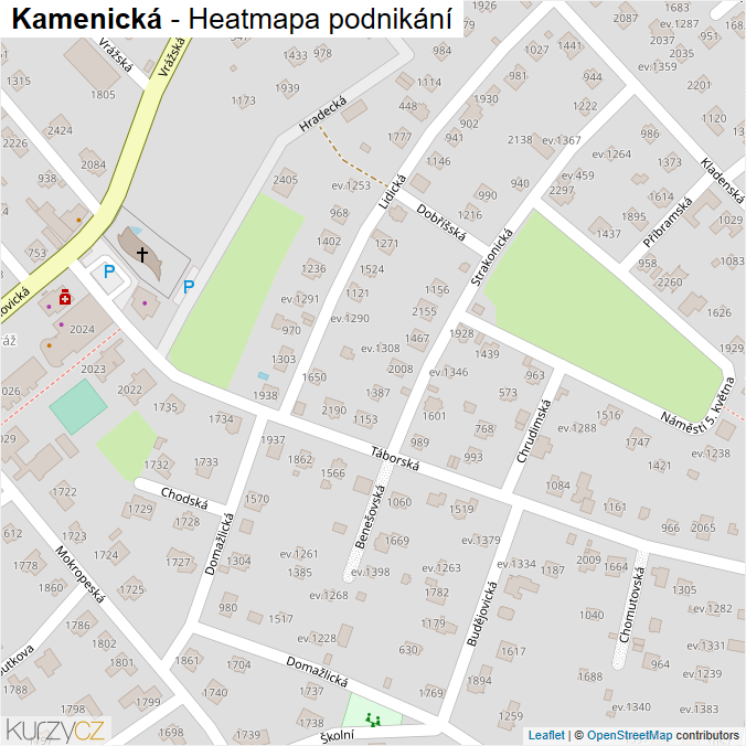 Mapa Kamenická - Firmy v ulici.