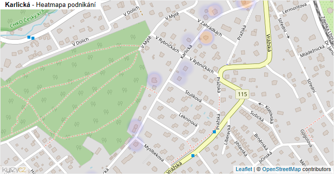 Karlická - mapa podnikání