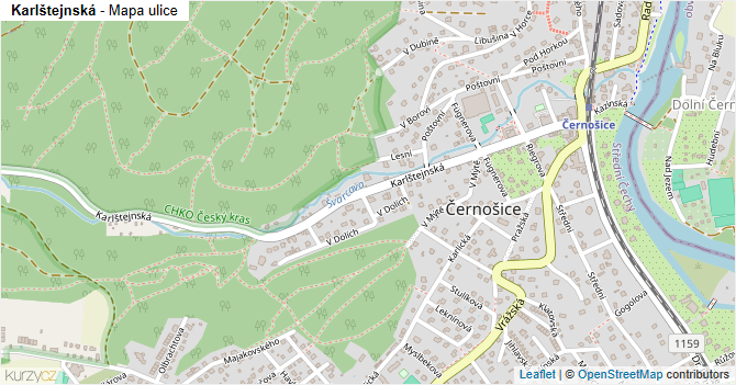 Karlštejnská - mapa ulice