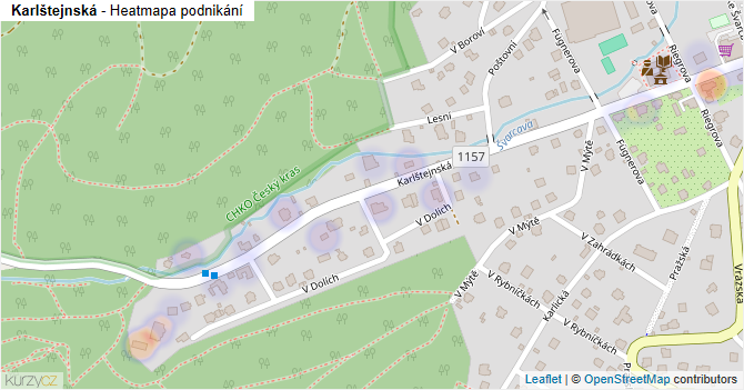 Karlštejnská - mapa podnikání