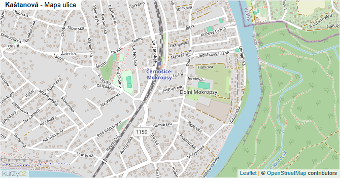 Kaštanová - mapa ulice