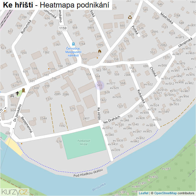 Mapa Ke hřišti - Firmy v ulici.