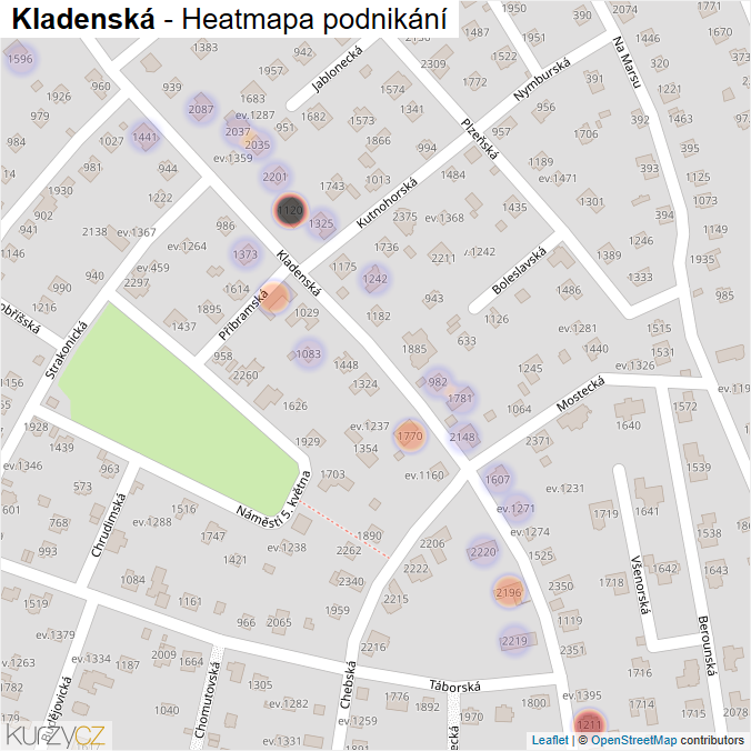 Mapa Kladenská - Firmy v ulici.