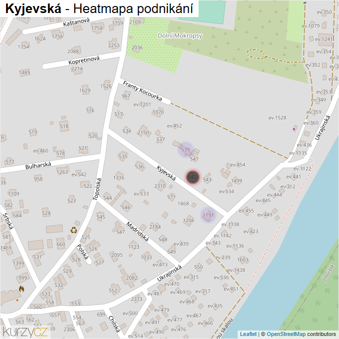 Mapa Kyjevská - Firmy v ulici.